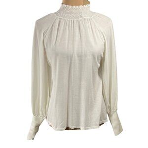 New D0 + BE Smocked Top Knit Cream Size S Small Wide Cuff